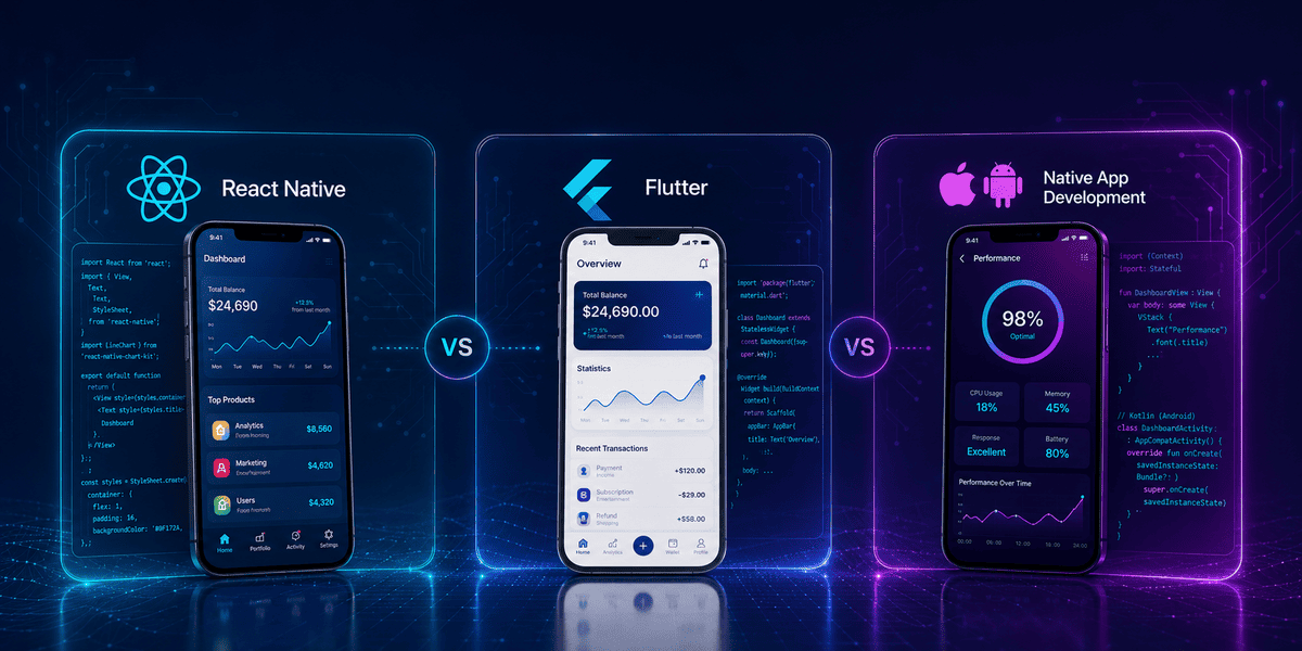 React Native vs Flutter vs Native: Complete 2026 Comparison